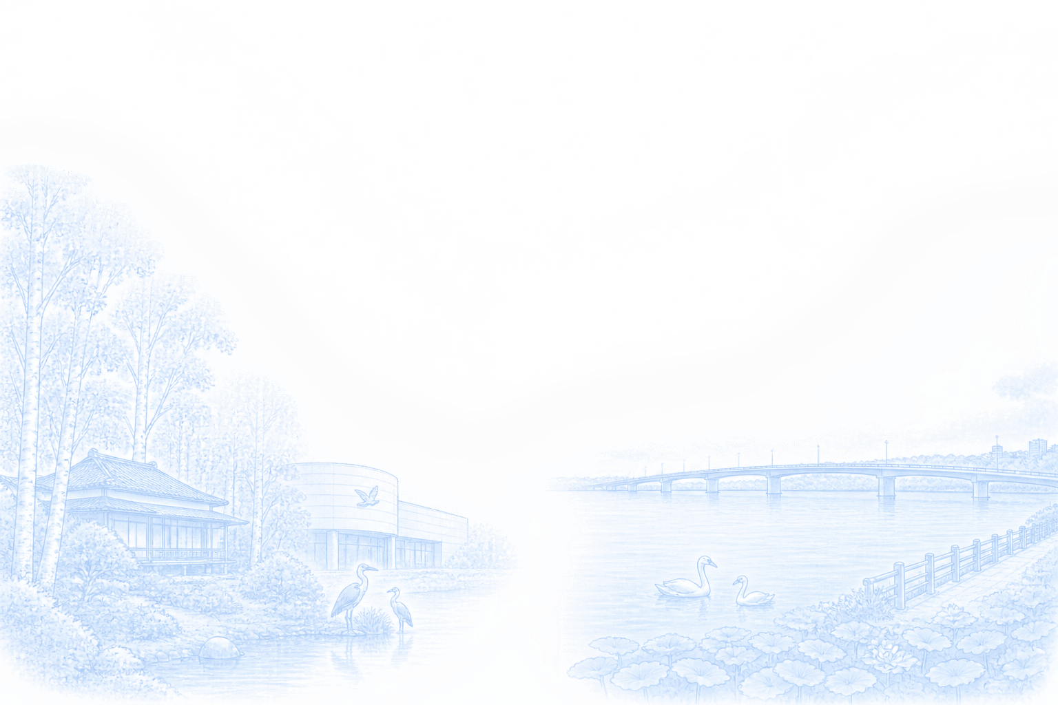 我孫子市の名所(手賀沼(手賀大橋・水の館)・白樺派ゆかりの地・鳥の博物館)の線画