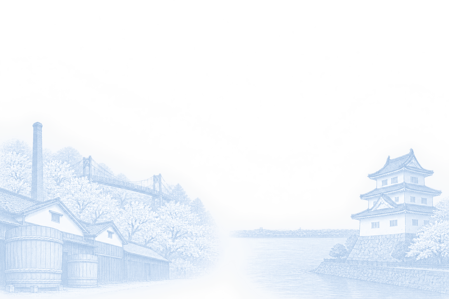 野田市の名所(醤油の街・野田・清水公園・関宿城博物館)の線画